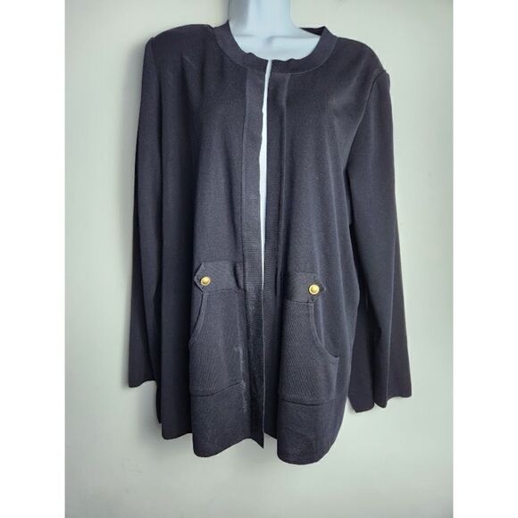 Exclusively Misook Women Black Knit Open Front Cardigan Jacket Size 1X - Picture 2 of 10